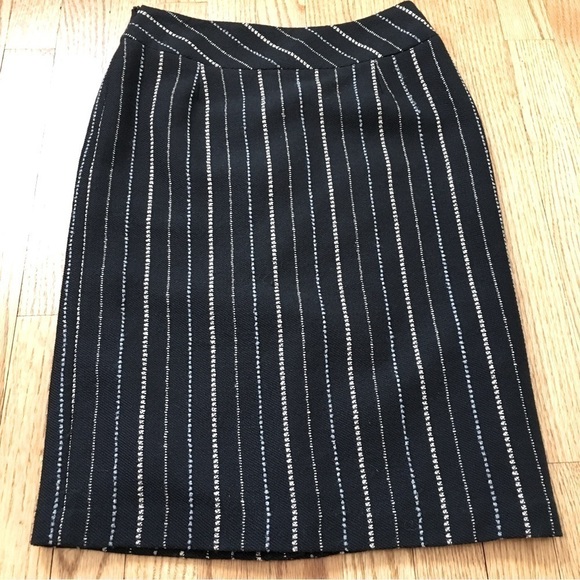 Vintage 90's Jinkaieng Black Metallic Wool Blend Straight Pencil Skirt - Picture 13 of 16